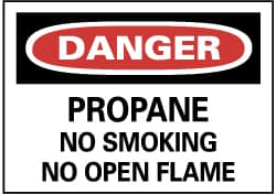 NMC - "Danger - Propane - No Smoking - No Open Flame", 10" Long x 14" Wide, Rigid Plastic Safety Sign - Rectangle, 0.05" Thick, Use for Accident Prevention - Americas Industrial Supply