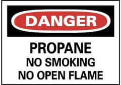 NMC - "Danger - Propane - No Smoking - No Open Flame", 7" Long x 10" Wide, Rigid Plastic Safety Sign - Rectangle, 0.05" Thick, Use for Accident Prevention - Americas Industrial Supply