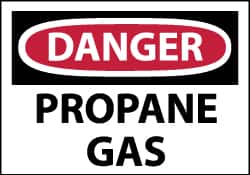 NMC - Hazardous Materials Label, Header: DANGER - Legend: Danger - Propane Gas, English, Red, Black & White, 5" Long x 3" High, Sign Muscle Finish - Americas Industrial Supply