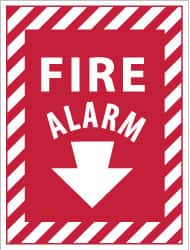 NMC - Fire Alarm, Pressure Sensitive Vinyl Fire Sign - 9" Wide x 12" High - Americas Industrial Supply