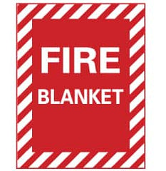 NMC - Fire Blanket, Pressure Sensitive Vinyl Fire Sign - 9" Wide x 12" High - Americas Industrial Supply