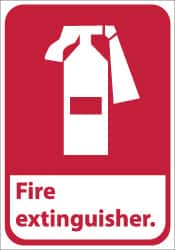 NMC - Fire Extinguisher, Aluminum Fire Sign - 10" Wide x 14" High - Americas Industrial Supply