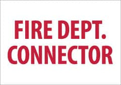 NMC - Fire Dept. Connector, Pressure Sensitive Vinyl Fire Sign - 10" Wide x 7" High - Americas Industrial Supply