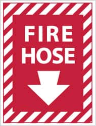 NMC - Fire Hose, Plastic Fire Sign - 9" Wide x 12" High - Americas Industrial Supply