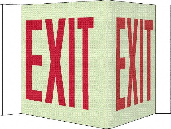 NMC - Exit, Acrylic Exit Sign - 14-1/2" Wide x 8" High, Glow-in-the-Dark - Americas Industrial Supply