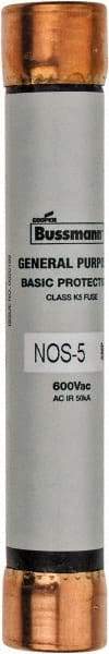 Cooper Bussmann - 600 VAC, 5 Amp, Fast-Acting General Purpose Fuse - Fuse Holder Mount, 127mm OAL, 50 at AC/DC kA Rating, 13/16" Diam - Americas Industrial Supply