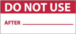 NMC - "Do Not Use - After___", 1" Long x 2-1/4" Wide, Pressure-Sensitive Vinyl Safety Sign - Rectangle, 0.004" Thick, Use for Inspection, Testing & Accident Data - Americas Industrial Supply