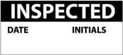 NMC - "Inspected - Date Initials", 1" Long x 2-1/4" Wide, Pressure-Sensitive Vinyl Safety Sign - Rectangle, 0.004" Thick, Use for Inspection, Testing & Accident Data - Americas Industrial Supply