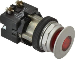 Eaton Cutler-Hammer - Extended Mushroom Head Pushbutton Switch Operator - Red, Round Button, Incandescent Lamp, Illuminated - Americas Industrial Supply