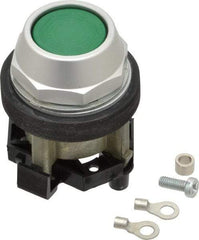 Eaton Cutler-Hammer - 30-1/2mm Mount Hole, Flush, Pushbutton Switch Only - Round, Green Pushbutton, Nonilluminated, Momentary (MO), Corrosion Resistant, Oiltight and Watertight - Americas Industrial Supply