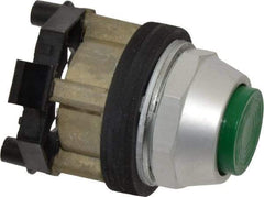 Eaton Cutler-Hammer - 30-1/2mm Mount Hole, Extended Straight, Pushbutton Switch Only - Round, Green Pushbutton, Nonilluminated, Momentary (MO), Corrosion Resistant, Oiltight and Watertight - Americas Industrial Supply