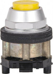 Eaton Cutler-Hammer - 30-1/2mm Mount Hole, Extended Straight, Pushbutton Switch - Yellow Pushbutton, Nonilluminated, Momentary (MO) - Americas Industrial Supply