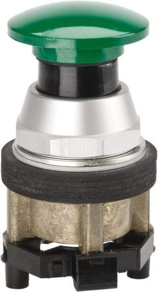 Eaton Cutler-Hammer - 40mm Mount Hole, Extended Mushroom Head, Pushbutton Switch Only - Round, Green Pushbutton, Nonilluminated, Momentary (MO), Corrosion Resistant, Oiltight and Watertight - Americas Industrial Supply