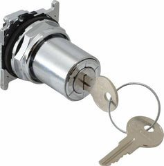 Eaton Cutler-Hammer - 30-1/2mm Mount Hole, 3 Position, Key Operated, Selector Switch Only - Silver, Maintained (MA) - Americas Industrial Supply