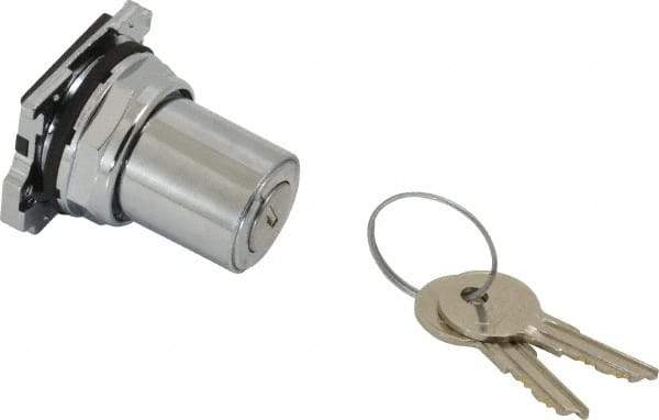 Eaton Cutler-Hammer - 30-1/2mm Mount Hole, 2 Position, Key Operated, Selector Switch Only - Silver, Momentary (MO) - Americas Industrial Supply