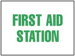 NMC - "First Aid Station", 7" Long x 10" Wide, Pressure-Sensitive Vinyl Safety Sign - Rectangle, 0.004" Thick, Use for First Aid - Americas Industrial Supply