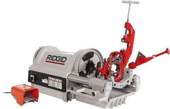 Ridgid - 1/4 to 4 Inch Pipe, 36 RPM Spindle Speed, 1-1/2 hp, Pipe Threading Machine - Heavy Duty Rotary Forward, Off, Reverse with Integral Foot Switch Motor Control, Model 744 Reamer, 120 Volts - Americas Industrial Supply