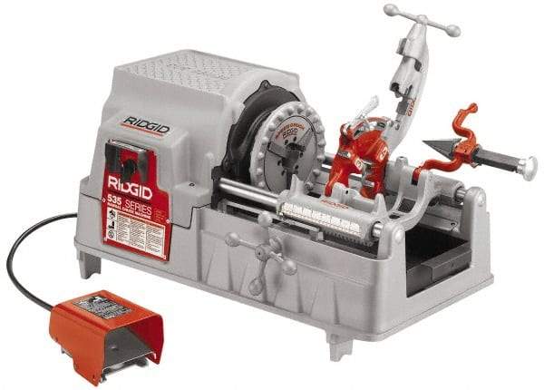 Ridgid - 1/8 to 2 Inch Pipe, 36 RPM Spindle Speed, 1/2 hp, Pipe Threading Machine - Forward, Off, Reverse with Integral Safety Foot Switch Motor Control, Model 341 Reamer, 115 Volts - Americas Industrial Supply