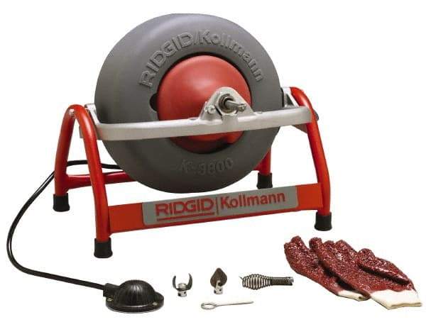 Ridgid - Electric Battery Drain Cleaning Machine - For 3/4" to 4" Pipe, 75' Cable, 240 Max RPM - Americas Industrial Supply