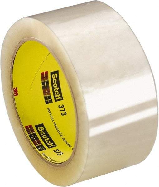 3M - 2" x 110 Yd Clear Rubber Adhesive Sealing Tape - Polypropylene Film Backing, 2.5 mil Thick, 60 Lb Tensile Strength, Series 373 - Americas Industrial Supply