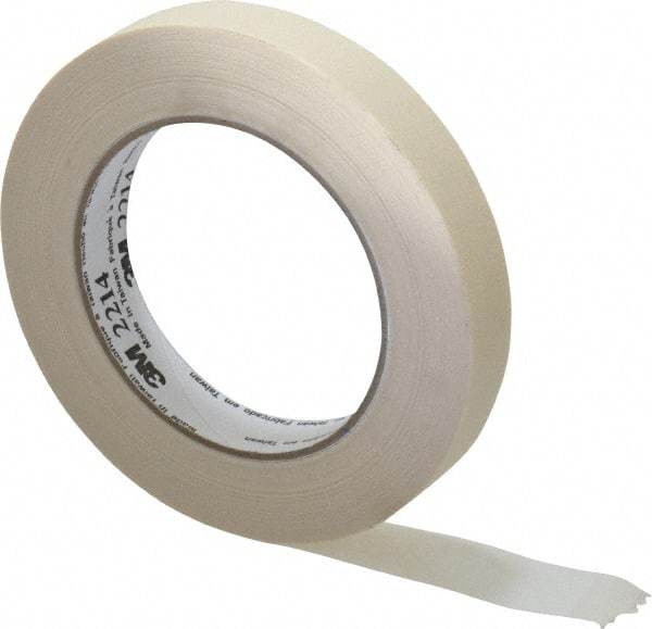 3M - 3/4" Wide x 60 Yd Long Tan Paper Masking Tape - Series 2214, 5.4 mil Thick, 23 In/Lb Tensile Strength - Americas Industrial Supply