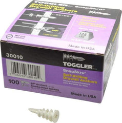 Toggler - #6 to 10 Screw, 5/16" Diam, 1-5/8" Long, 3/8 to 5/8" Thick, Self Drilling Drywall & Hollow Wall Anchor - Thermoplastic Alloy, Use in Drywall - Americas Industrial Supply