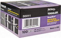 Toggler - #6 to 10 Screw, 5/16" Diam, 1-5/8" Long, 3/8 to 5/8" Thick, Self Drilling Drywall & Hollow Wall Anchor - Thermoplastic Alloy, Use in Drywall - Americas Industrial Supply