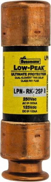 Cooper Bussmann - 125 VDC, 250 VAC, 2 Amp, Time Delay General Purpose Fuse - Fuse Holder Mount, 50.8mm OAL, 100 at DC, 300 at AC (RMS) kA Rating, 9/16" Diam - Americas Industrial Supply