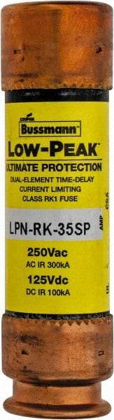 Cooper Bussmann - 125 VDC, 250 VAC, 35 Amp, Time Delay General Purpose Fuse - Bolt-on Mount, 76.2mm OAL, 100 at DC, 300 at AC (RMS) kA Rating, 13/16" Diam - Americas Industrial Supply