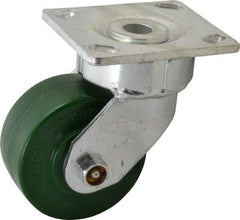 Albion - 4" Diam x 2" Wide x 5-5/8" OAH Top Plate Mount Swivel Caster - Polyurethane, 1,000 Lb Capacity, Roller Bearing, 4 x 4-1/2" Plate - Americas Industrial Supply