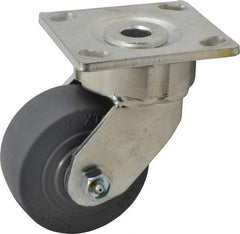 Albion - 4" Diam x 2" Wide x 5-5/8" OAH Top Plate Mount Swivel Caster - Soft Rubber, 350 Lb Capacity, Roller Bearing, 4 x 4-1/2" Plate - Americas Industrial Supply