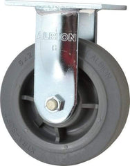 Albion - 6" Diam x 2" Wide x 7-1/2" OAH Top Plate Mount Rigid Caster - Soft Rubber, 600 Lb Capacity, Precision Sealed Bearing, 4 x 4-1/2" Plate - Americas Industrial Supply