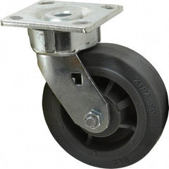 Albion - 6" Diam x 2" Wide x 7-1/2" OAH Top Plate Mount Swivel Caster - Soft Rubber, 600 Lb Capacity, Precision Sealed Bearing, 4 x 4-1/2" Plate - Americas Industrial Supply
