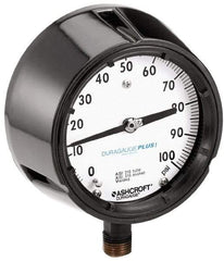 Ashcroft - 4-1/2" Dial, 1/2 Thread, 0-300 Scale Range, Pressure Gauge - Lower Connection, Rear Flange Connection Mount, Accurate to 0.5% of Scale - Americas Industrial Supply