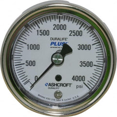 Ashcroft - 2-1/2" Dial, 1/4 Thread, 0-4,000 Scale Range, Pressure Gauge - Center Back Connection Mount, Accurate to 1% of Scale - Americas Industrial Supply