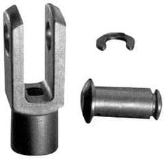 Igus - 1/4-28 Thread, 0.472" Yoke Width, Thermoplastic, Polymer Clevis Joint with Pin & Clip Yoke - 1/4" Hole Diam, 0.472" Hole Center to Neck, 0.472" Yoke Arm Height, 0.394" Neck Diam, 0.354" Neck Length, 1.205" OAL - Americas Industrial Supply