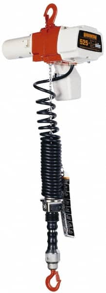 Harrington Hoist - 125 Lb Capacity, 69/13 FPM Lift Speed, Hook Mounted Hoist - 6' Max Lift, 37-1/4" Min Headroom, 1 Chain - Americas Industrial Supply