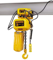Harrington Hoist - 1/4 Ton Capacity, 60 FPM Lift Speed, Hoist with Motorized Trolley - 20' Max Lift, 15-1/4" Min Headroom, 1 Chain - Americas Industrial Supply