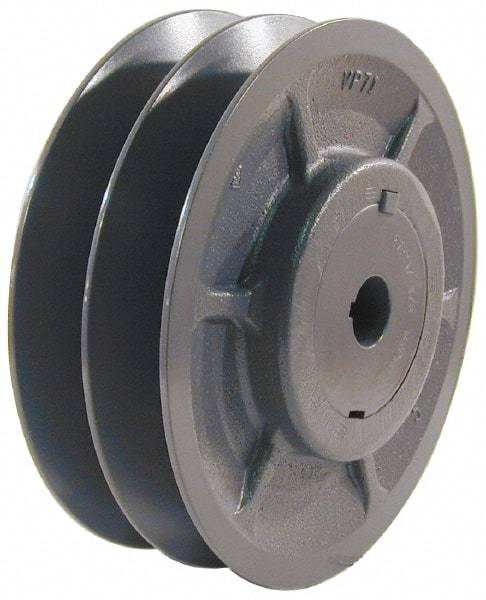 Browning - 5/8" Inside Diam x 3.35" Outside Diam, 2 Groove, Variable Pitched Sheave - Belt Sections 3L, 4L, A, 5L & B, 3" Sheave Thickness, 1-3/8 to 2" Face Width - Americas Industrial Supply