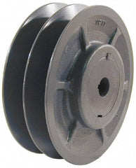 Browning - 1-1/8" Inside Diam x 3.95" Outside Diam, 2 Groove, Variable Pitched Sheave - Belt Sections 3L, 4L, A, 5L & B, 3" Sheave Thickness, 1-3/8 to 2" Face Width - Americas Industrial Supply