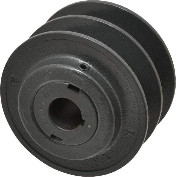 Browning - 7/8" Inside Diam x 3.95" Outside Diam, 2 Groove, Variable Pitched Sheave - Belt Sections 3L, 4L, A, 5L & B, 3" Sheave Thickness, 1-3/8 to 2" Face Width - Americas Industrial Supply