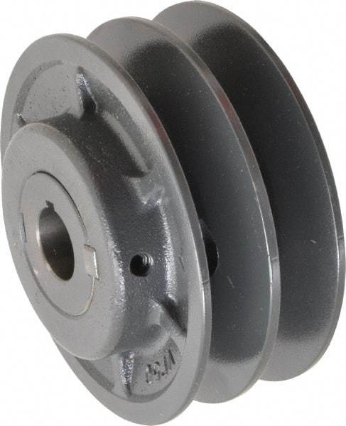 Browning - 7/8" Inside Diam x 4-3/4" Outside Diam, 2 Groove, Variable Pitched Sheave - Belt Sections 3L, 4L, A, 5L & B, 3" Sheave Thickness, 1-3/8 to 2" Face Width - Americas Industrial Supply