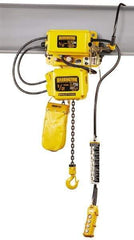 Harrington Hoist - 1/2 Ton Capacity, 15 FPM Lift Speed, Hoist with Motorized Trolley - 20' Max Lift, 15.4" Min Headroom, 1 Chain - Americas Industrial Supply