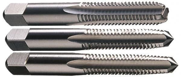 Interstate - M15x1.50 Metric Fine, 4 Flute, Bottoming, Plug & Taper, Bright Finish, High Speed Steel Tap Set - Right Hand Cut, 3-19/32" OAL, 1-13/16" Thread Length - Americas Industrial Supply