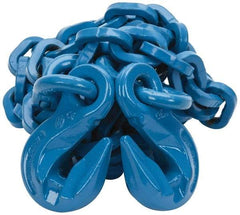 Pewag - 10' Long, 10,600 Lb Basket Capacity, 10,600 Lb Vertical Capacity, 1 Ply, Alloy Steel Web Sling - 10,600 Lb Choker Capacity, SGG Chain Sling, 3/8" Diam Chain, Blue, with 1 Grab Hook on Each End - Americas Industrial Supply