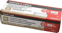 Porter-Cable - 18 Gauge 1-1/4" Long Brad Nails for Power Nailers - Grade 2 Steel, Galvanized Finish, Smooth Shank, Straight Stick Collation, Brad Head, Chisel Point - Americas Industrial Supply