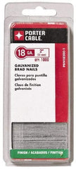 Porter-Cable - 18 Gauge 1-1/4" Long Brad Nails for Power Nailers - Grade 2 Steel, Galvanized Finish, Brad Head, Chisel Point - Americas Industrial Supply