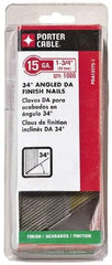 Porter-Cable - 18 Gauge 1-3/4" Long Finishing Nails for Power Nailers - Grade 2 Steel, Bright Finish, Angled Stick Collation, Chisel Point - Americas Industrial Supply