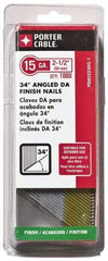 Porter-Cable - 15 Gauge 2-1/2" Long Finishing Nails for Power Nailers - Grade 2 Steel, Galvanized Finish, Angled Stick Collation, Chisel Point - Americas Industrial Supply