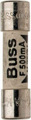 Cooper Bussmann - 250 VAC, 32 VDC, 0.5 Amp, Fast-Acting Miniature Ceramic Fuse - 20mm OAL, 5mm Diam - Americas Industrial Supply